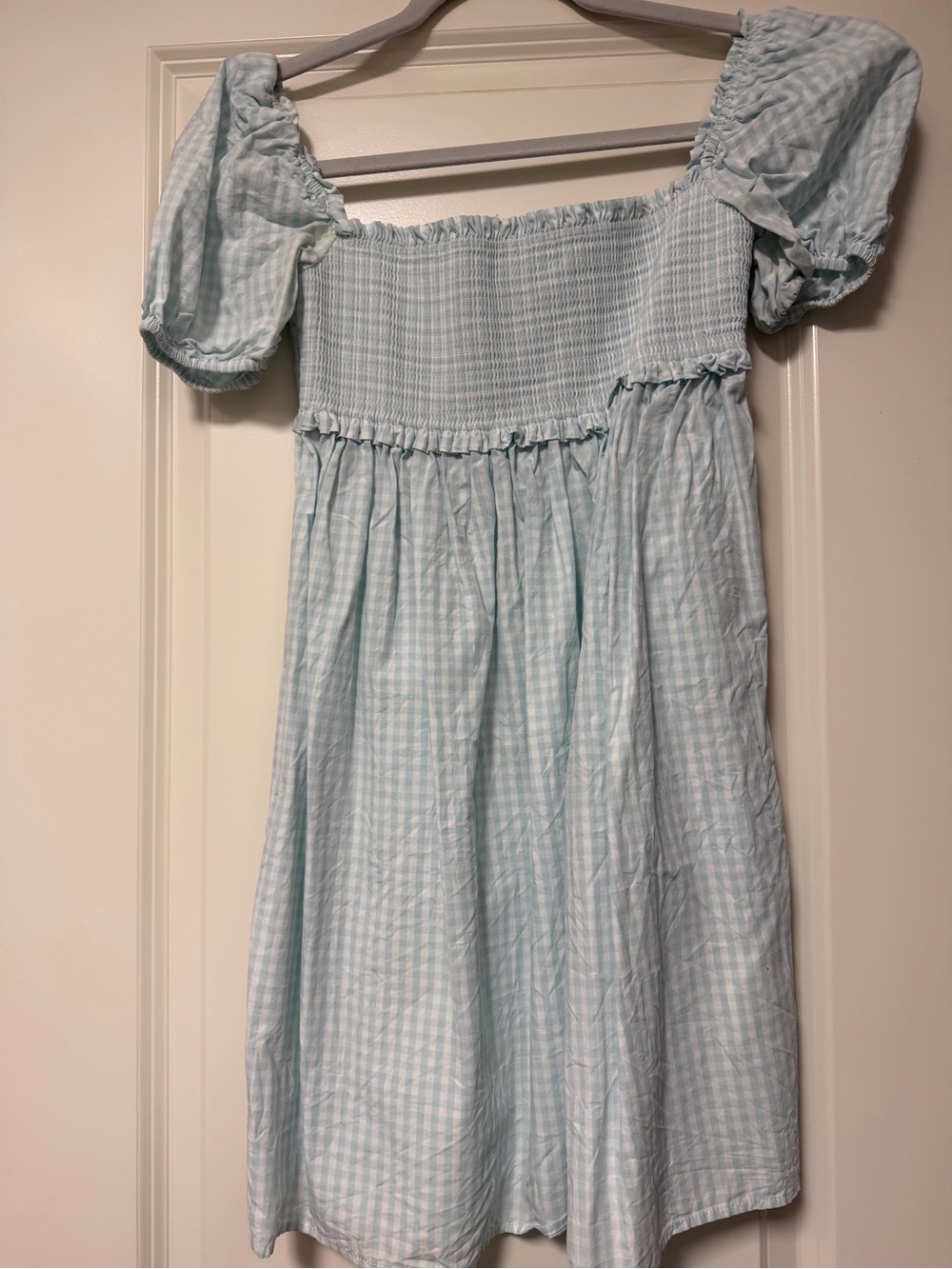 Sunday Best Light Blue Gingham Smocked Dress